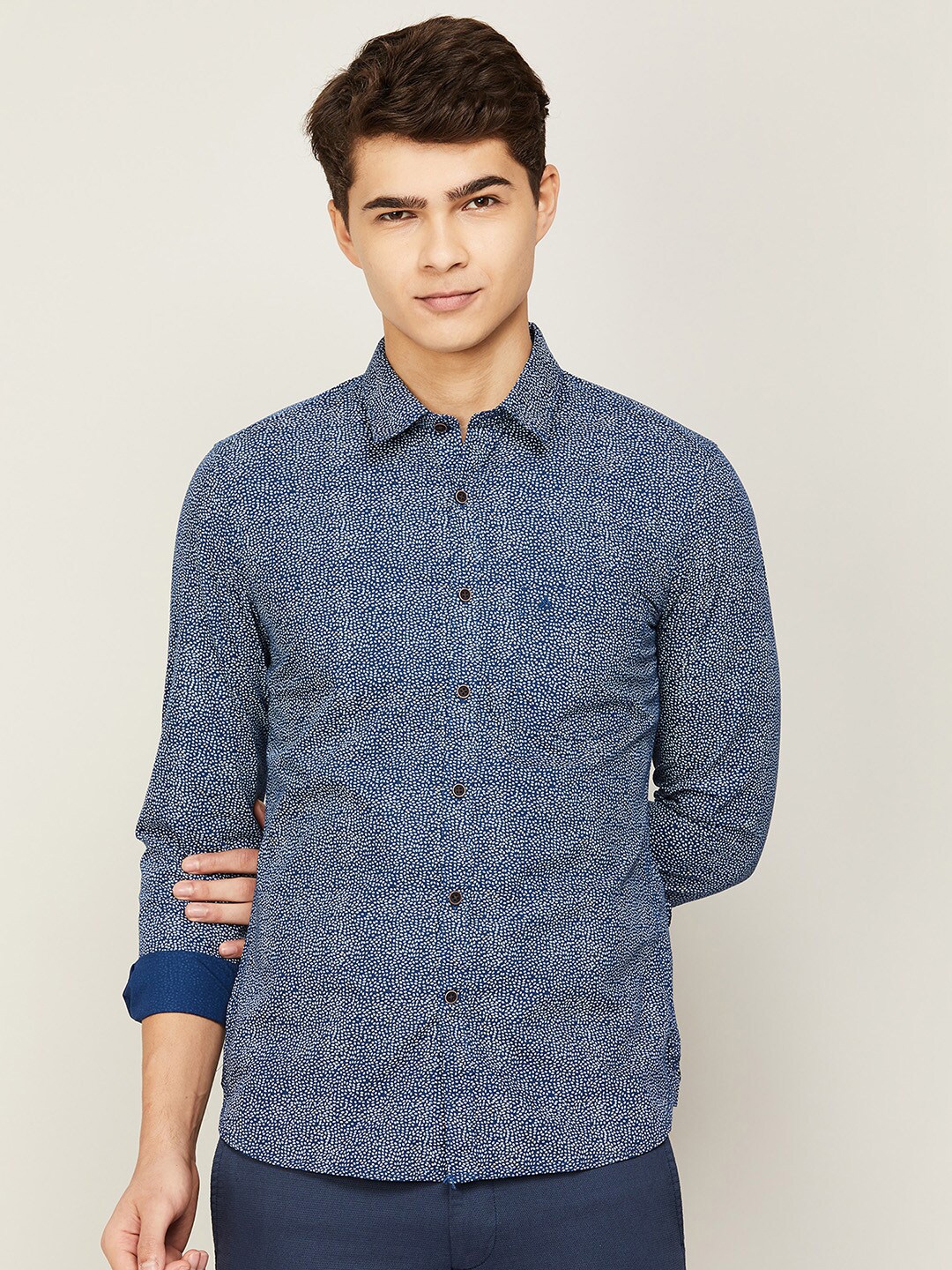 

CODE by Lifestyle Men Navy Blue Printed Casual Shirt