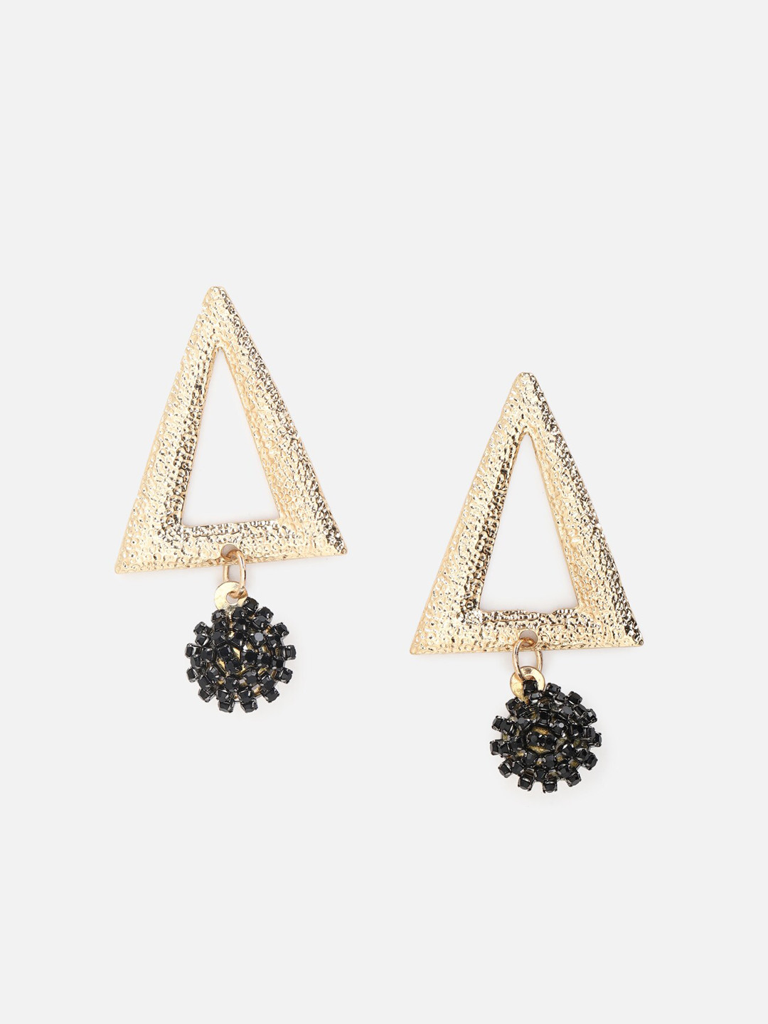 

FOREVER 21 Gold-Toned & Black Triangular Drop Earrings
