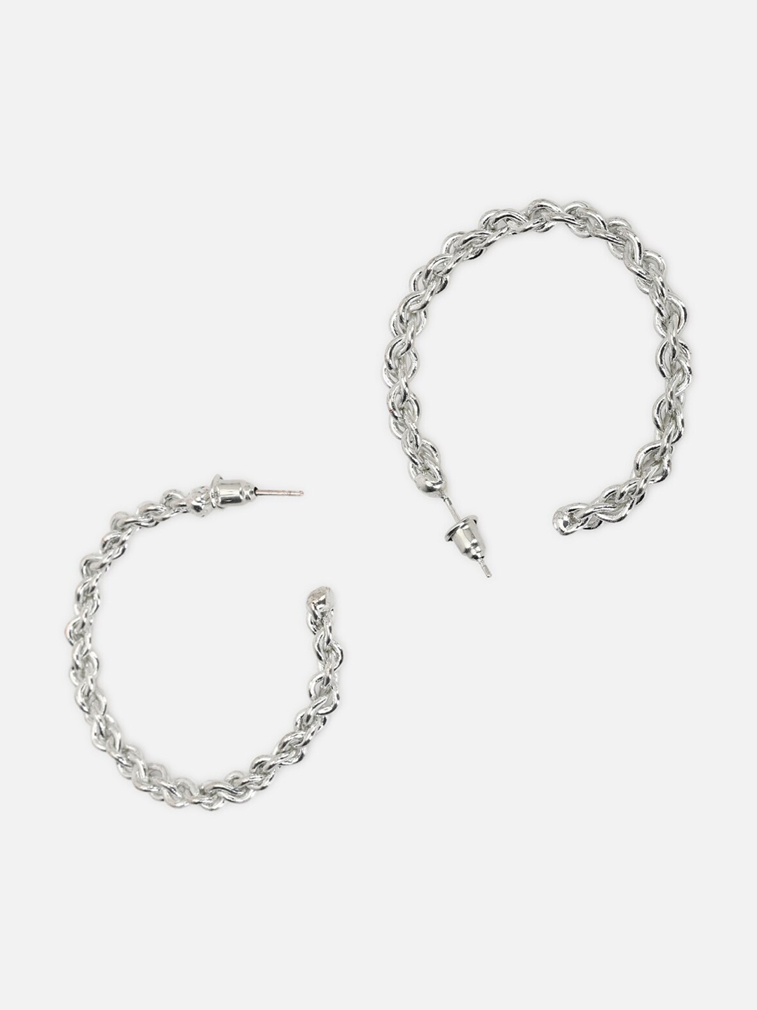 

FOREVER 21 Silver-Toned Circular Half Hoop Earrings