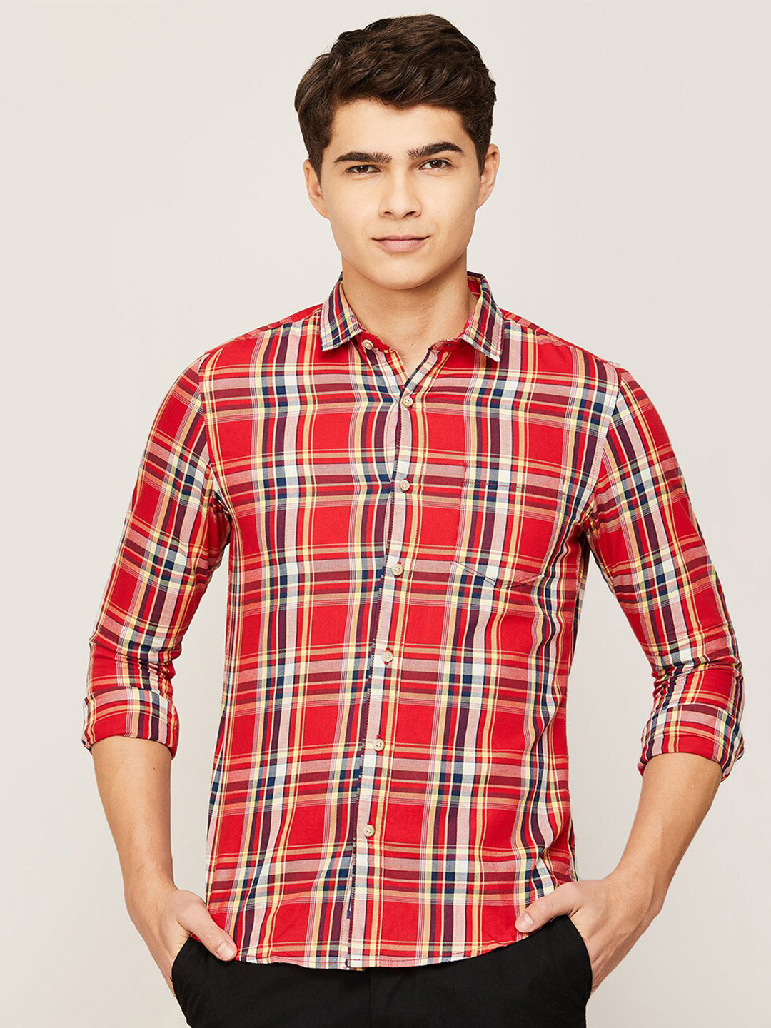 

Fame Forever by Lifestyle Men Red Tartan Checked Casual Shirt