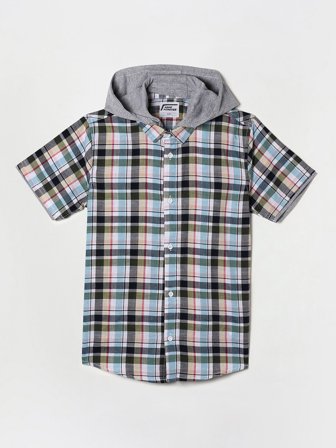 

Fame Forever by Lifestyle Boys Blue & Grey Tartan Checks Checked Casual Shirt