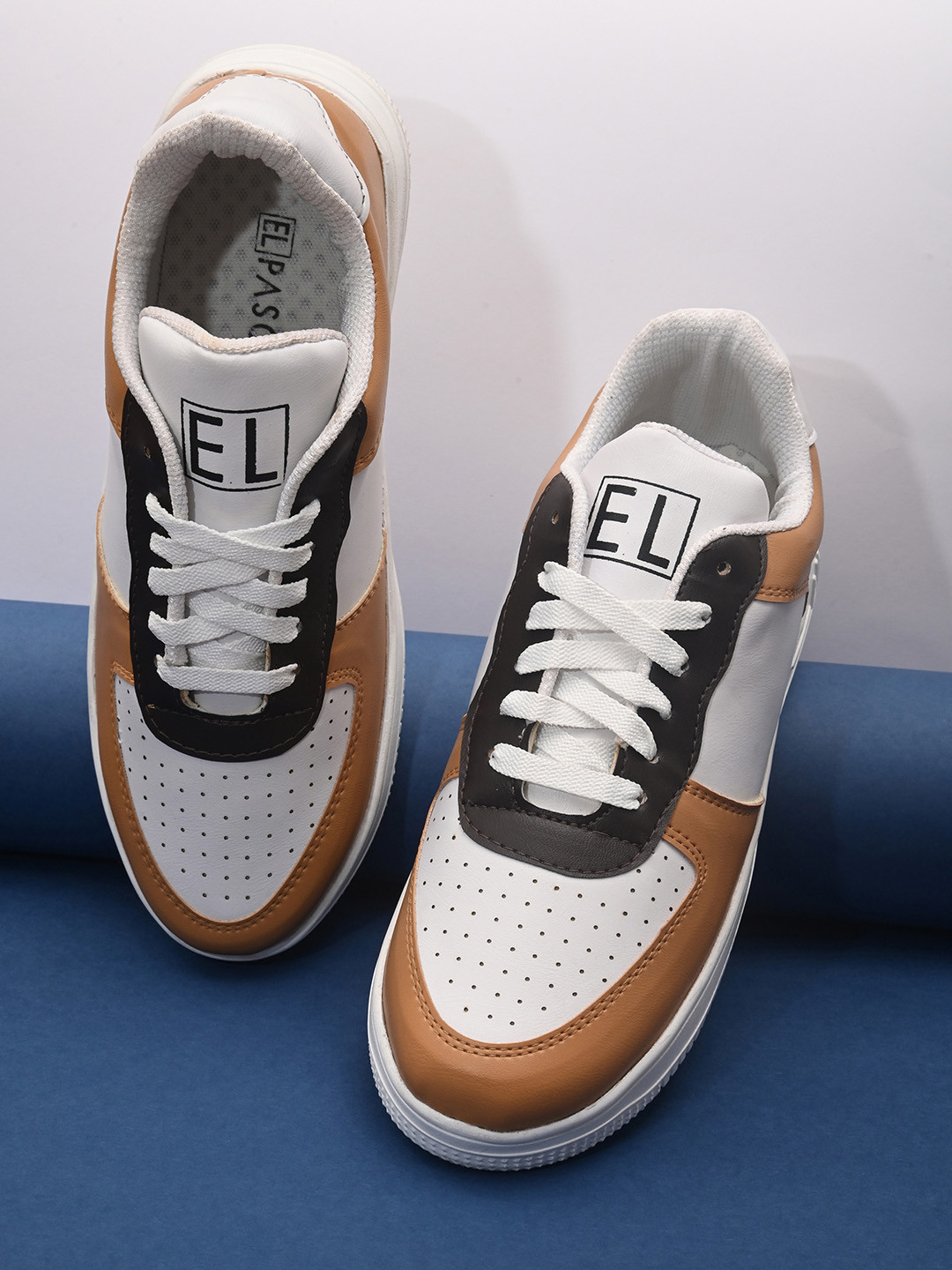 

El Paso Men Tan Colourblocked Slip-On Lace up Sneakers