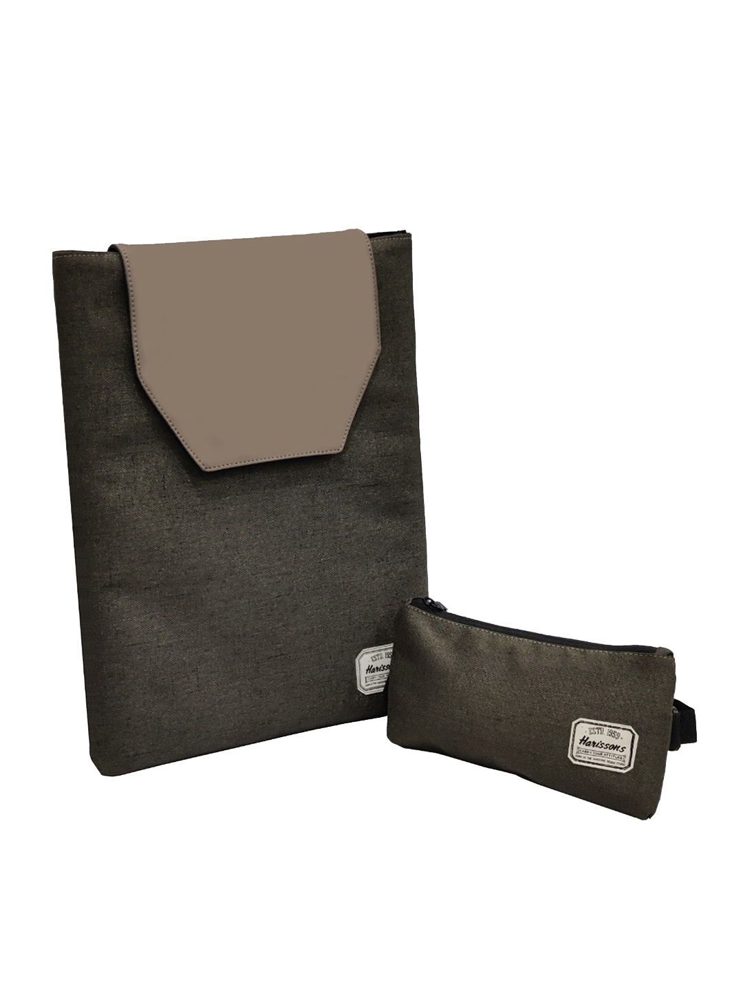 

Harissons Unisex Olive Green & Brown Colourblocked Laptop Sleeve