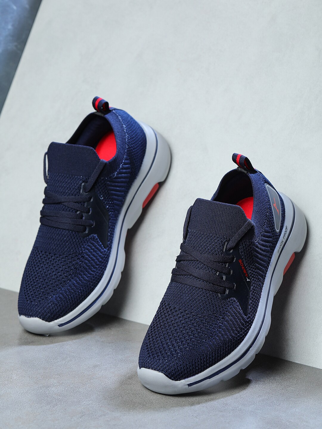 

ABROS Men Navy Blue Mesh Walking Shoes