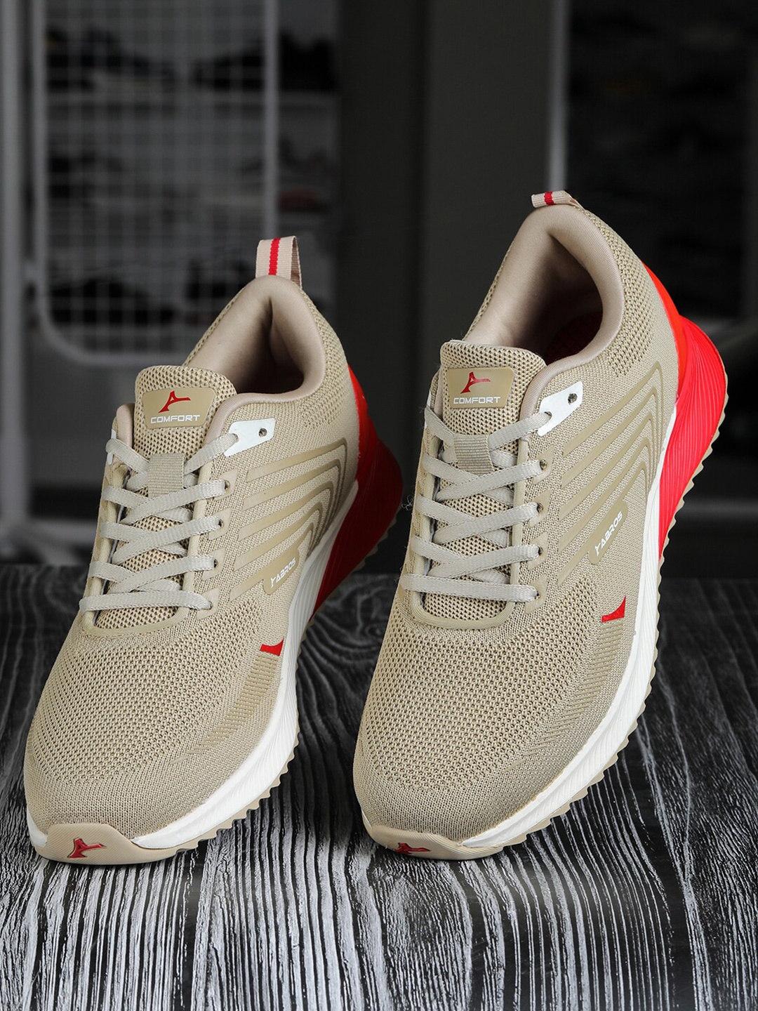 

ABROS Men Napoleon-N Running Sports Shoes, Beige