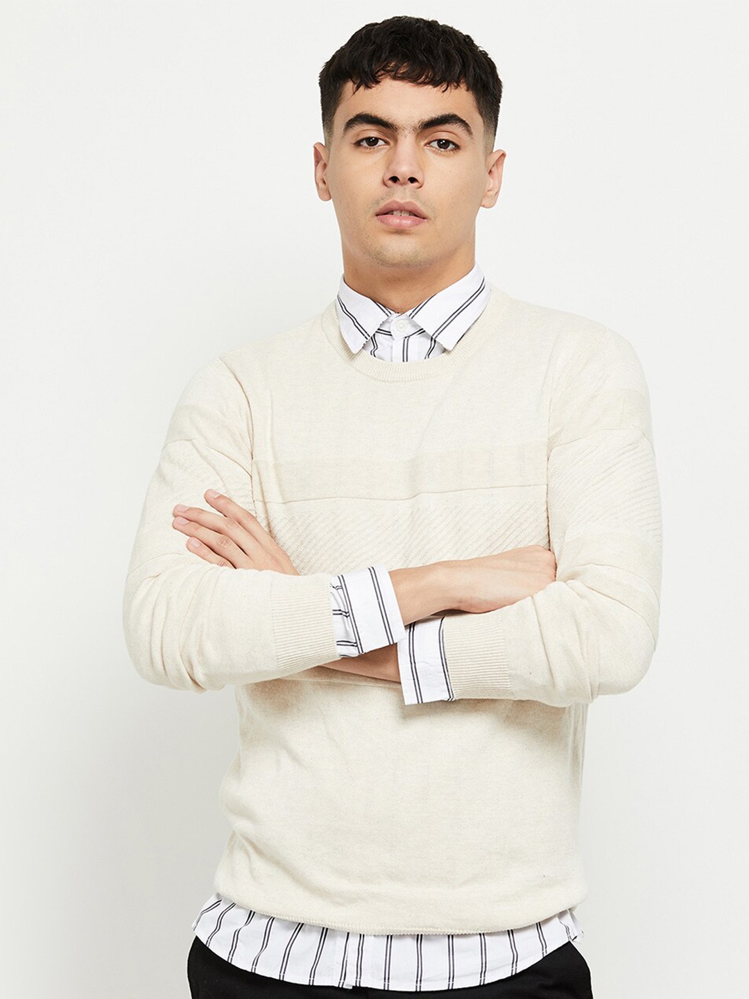 

max Men Cream-Coloured Sweatshirt