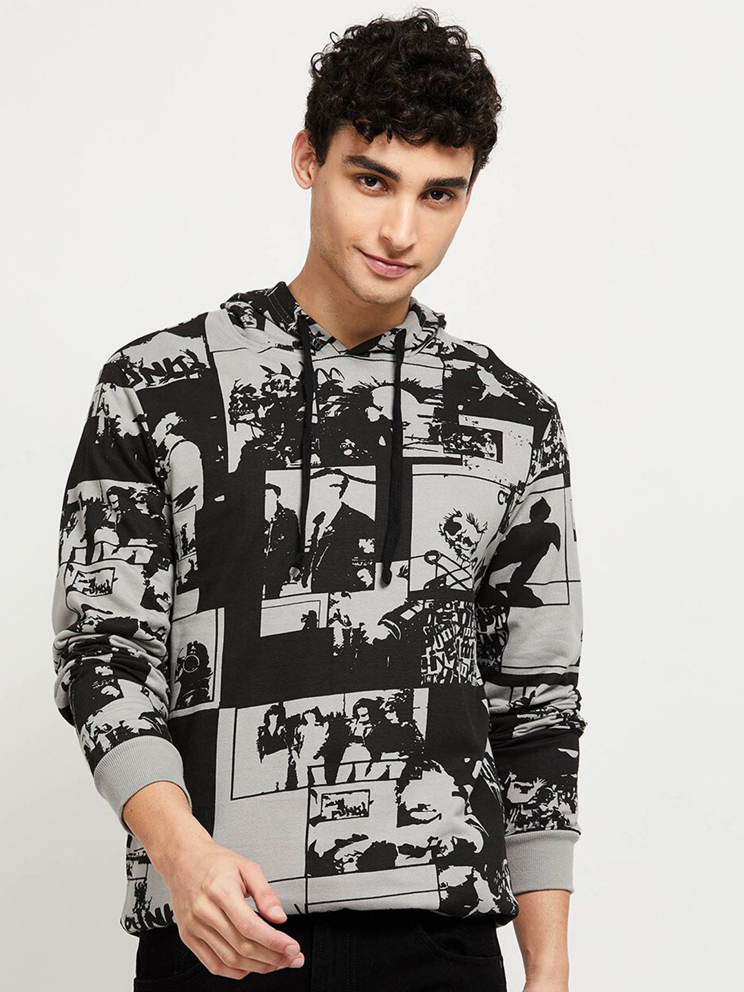 

max Men Grey Printed Sweatshirt