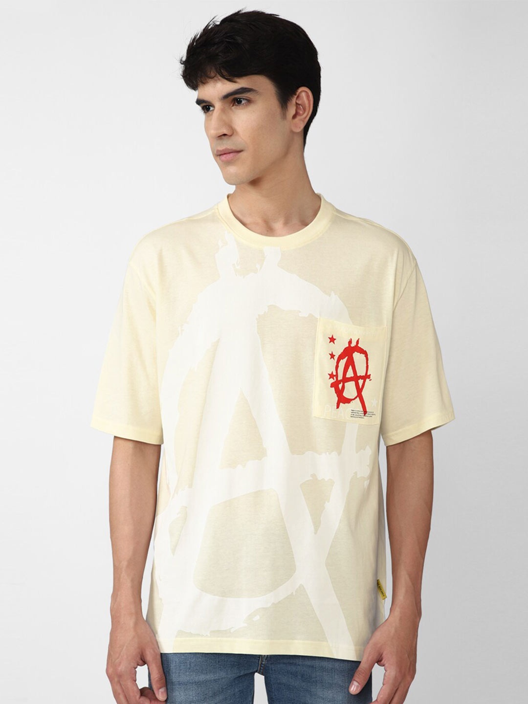 

FOREVER 21 Men Yellow Printed Cotton T-shirt