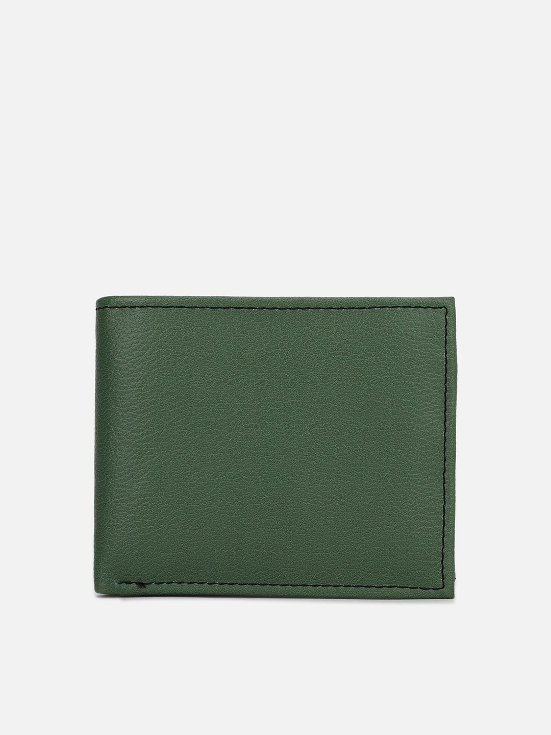 

FOREVER 21 Men Black & Green Colourblocked PU Two Fold Wallet