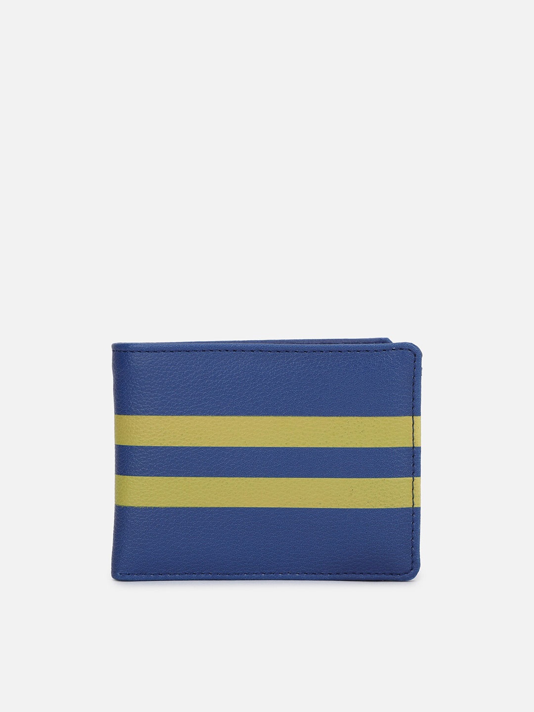 

FOREVER 21 Men Blue & Yellow Striped PU Two Fold Wallet