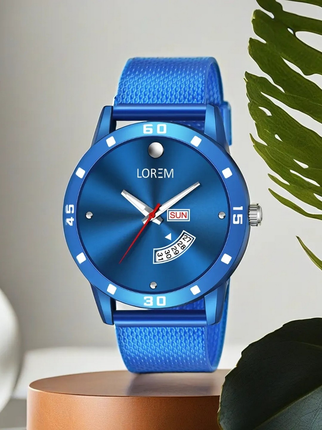 

LOREM Men Blue Brass Embellished Dial & Blue Straps Analogue Watch LR74