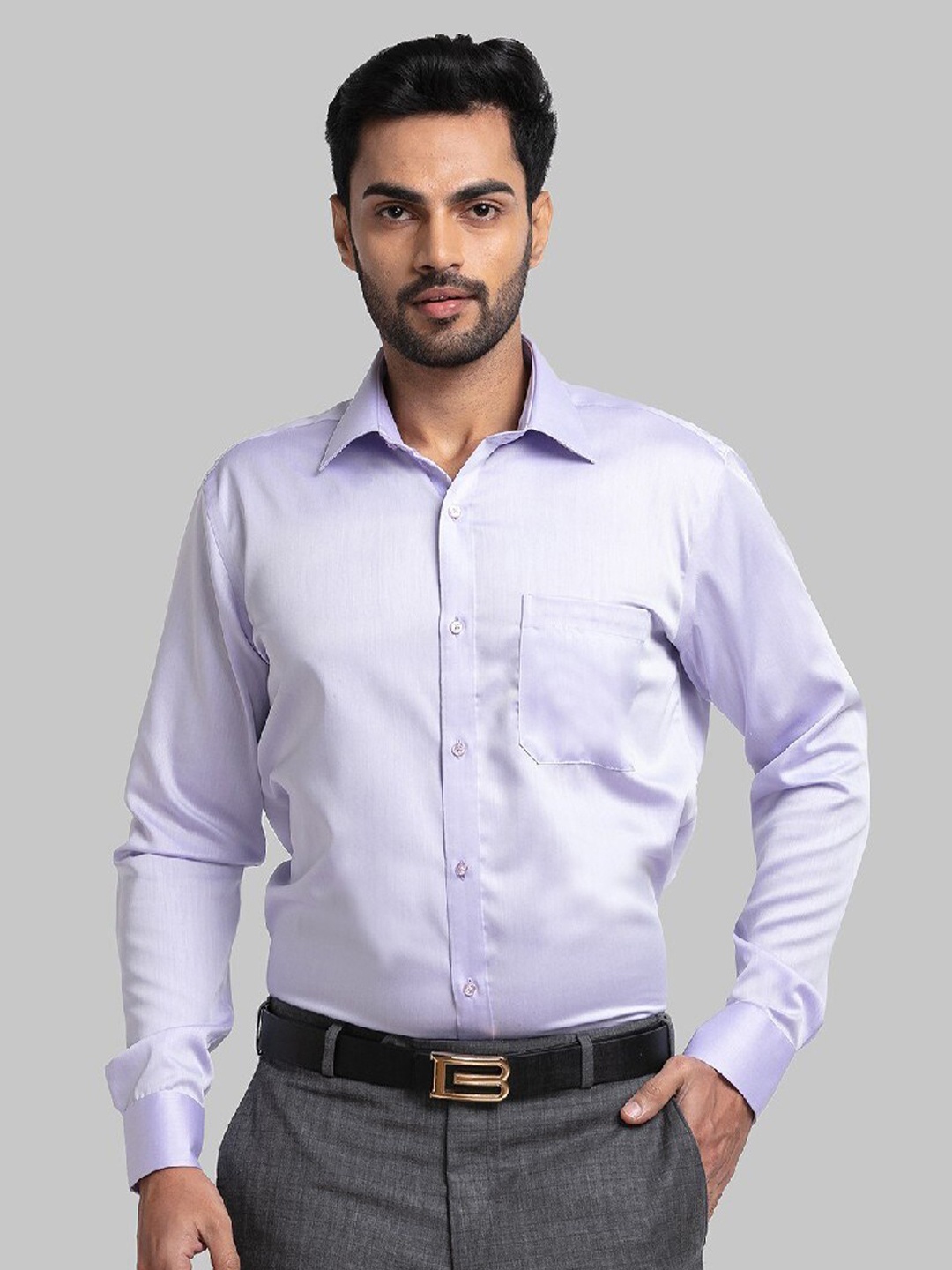 

Raymond Men Violet Solid Organic Cotton Shirts