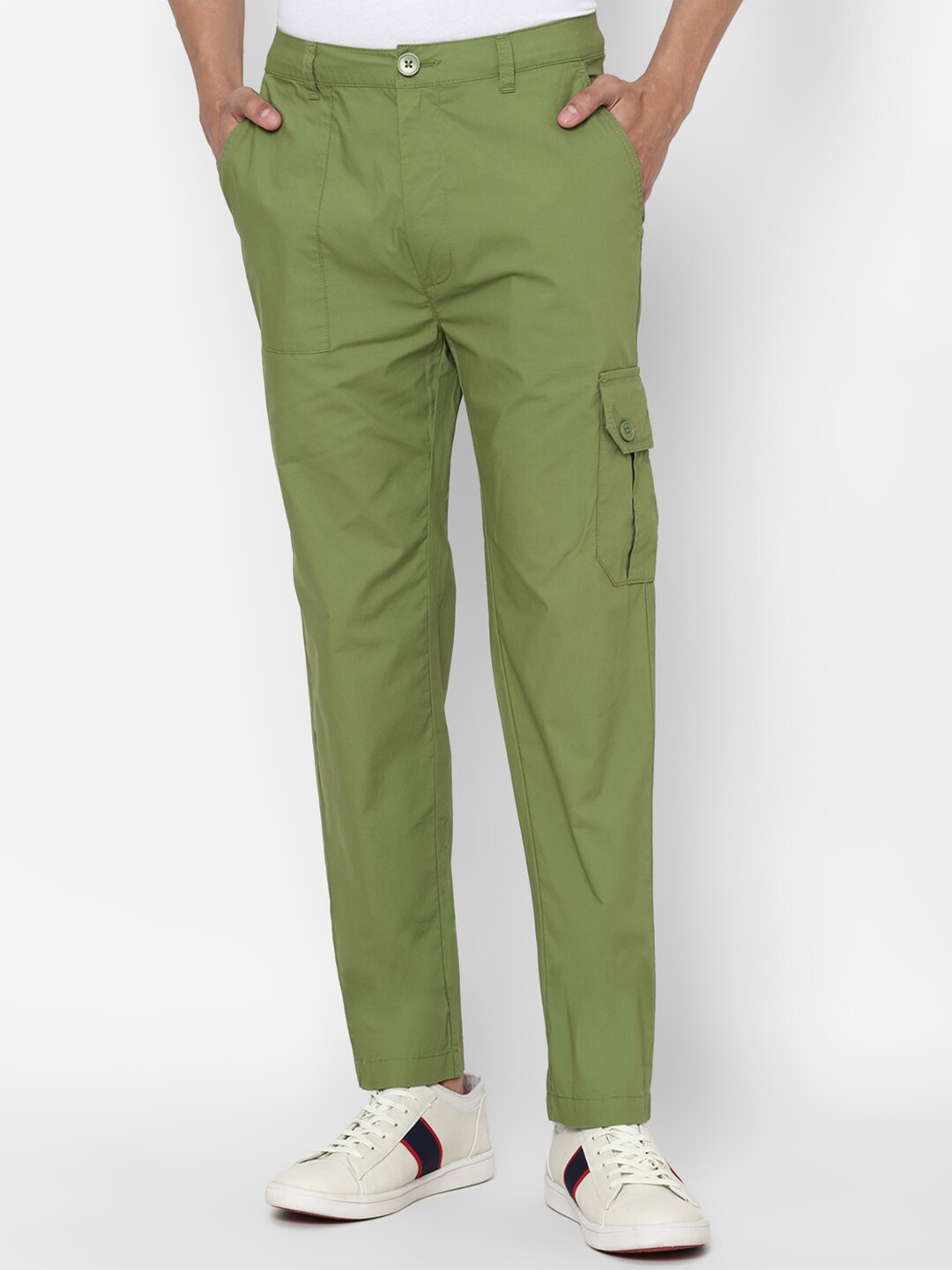 

FOREVER 21 Men Olive Green Cotton Cargos Trouser