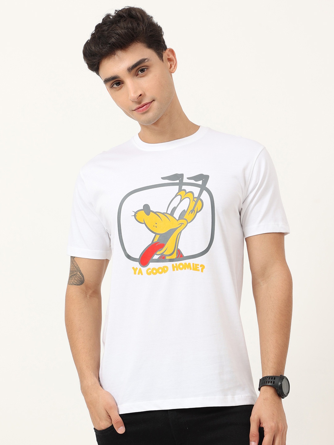 

COOFT Men White Typography Printed Pure Cotton T-shirt