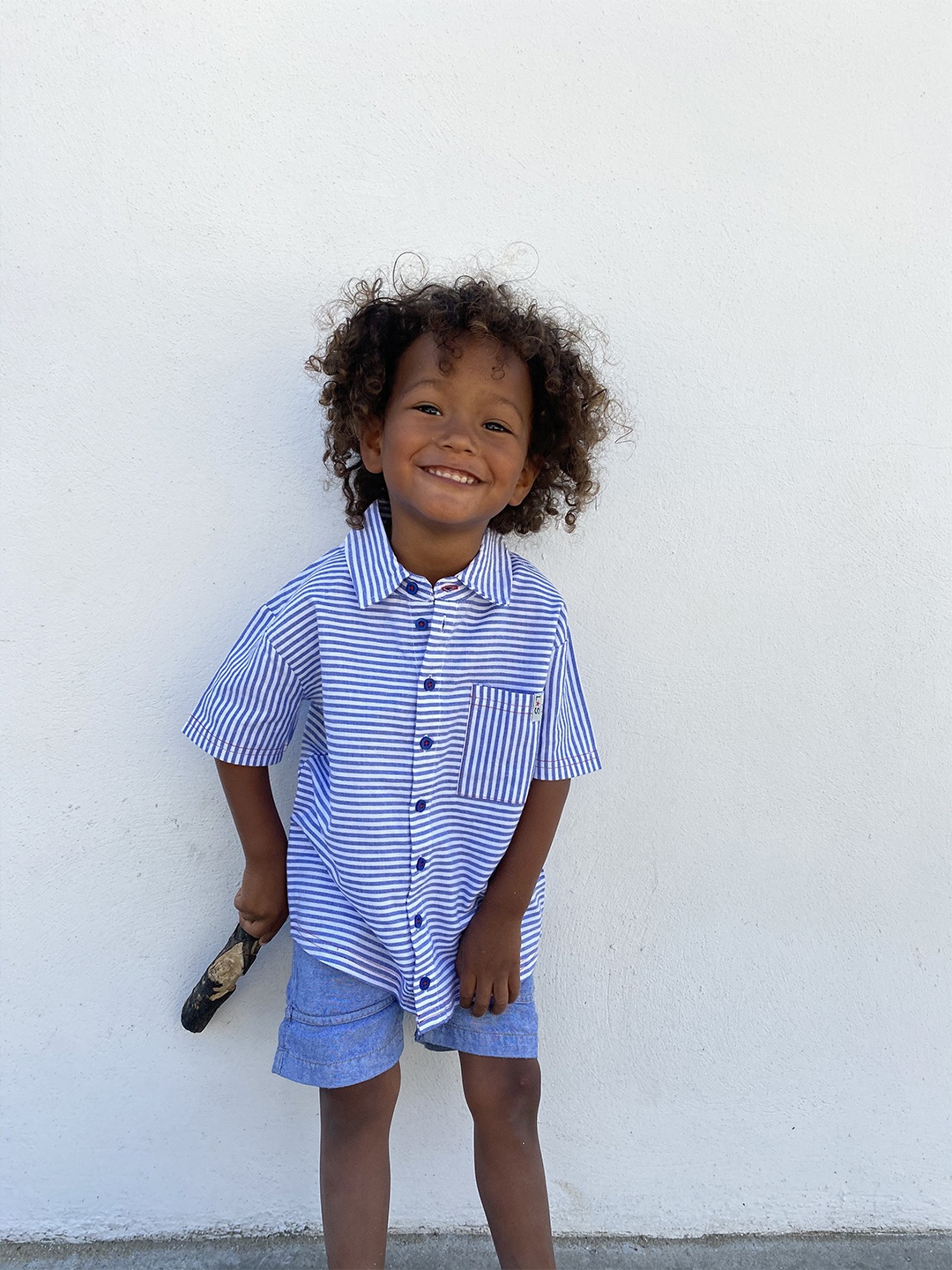 

Lilly and Sid Boys Navy Blue Horizontal Striped Casual Shirt