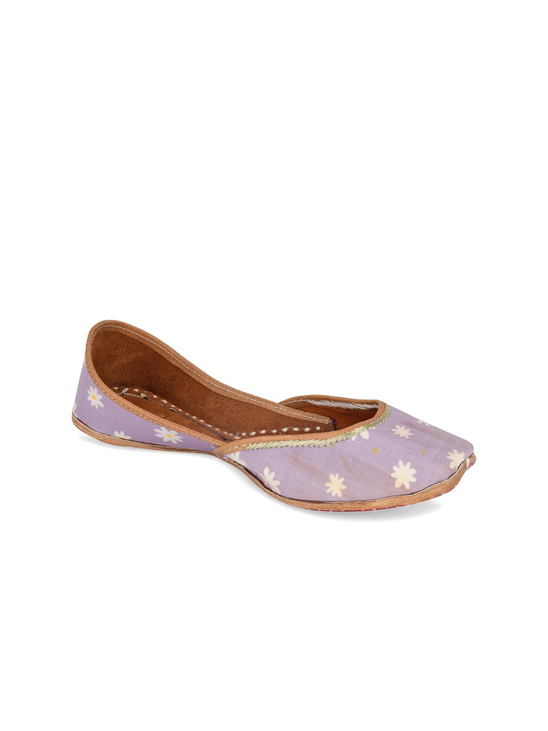 

DESI COLOUR Women Lavender Embellished Ethnic Mojaris Flats