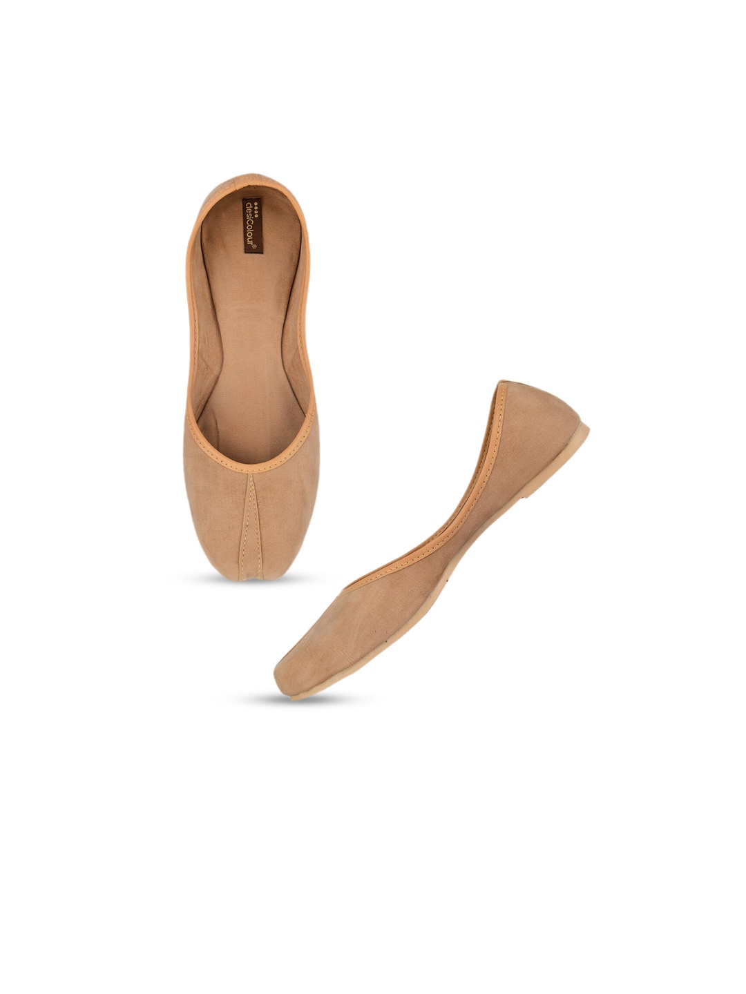 

DESI COLOUR Women Beige Ethnic Mojaris Flats