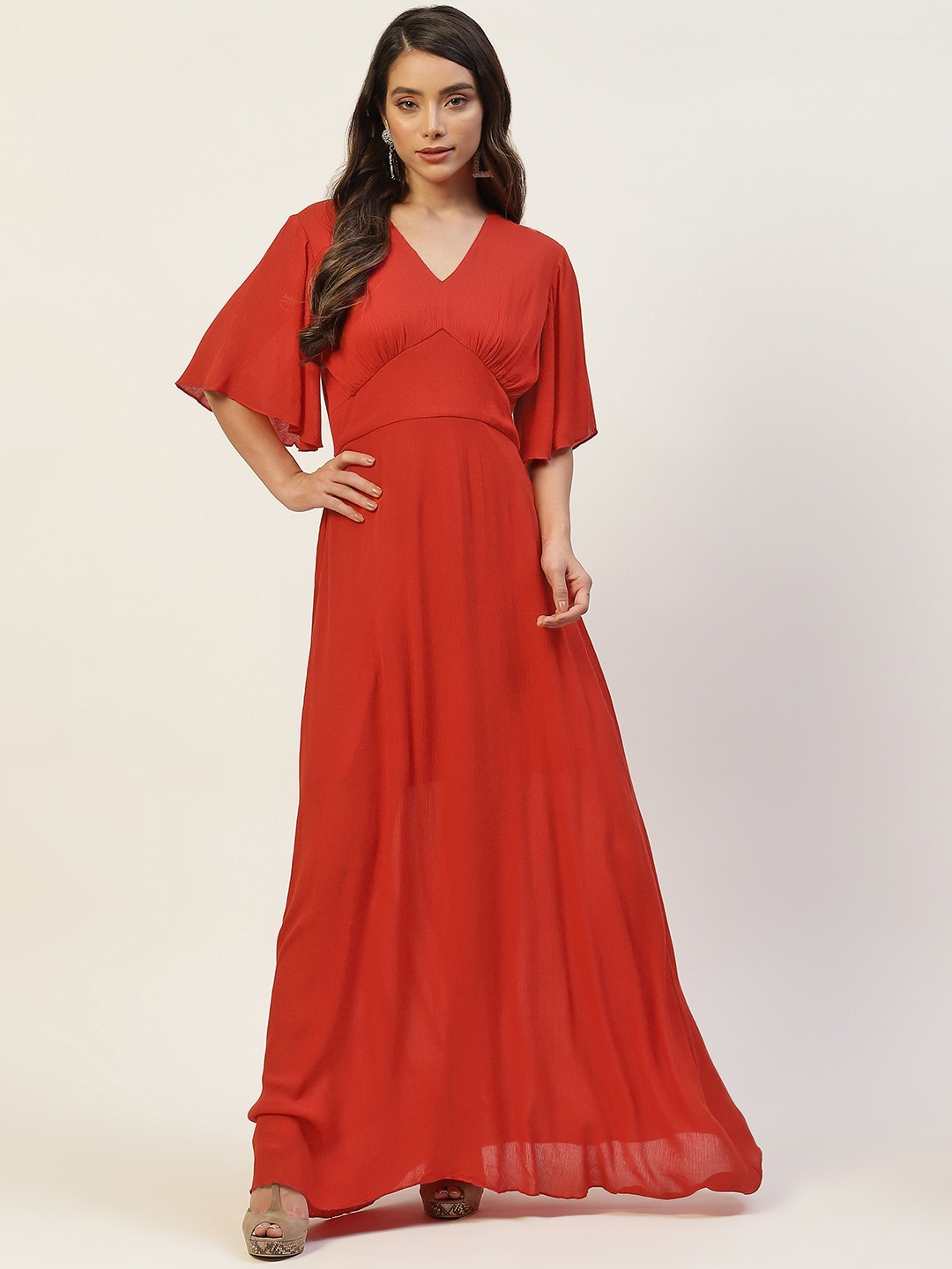 

Rue Collection Rust Crepe Maxi Dress