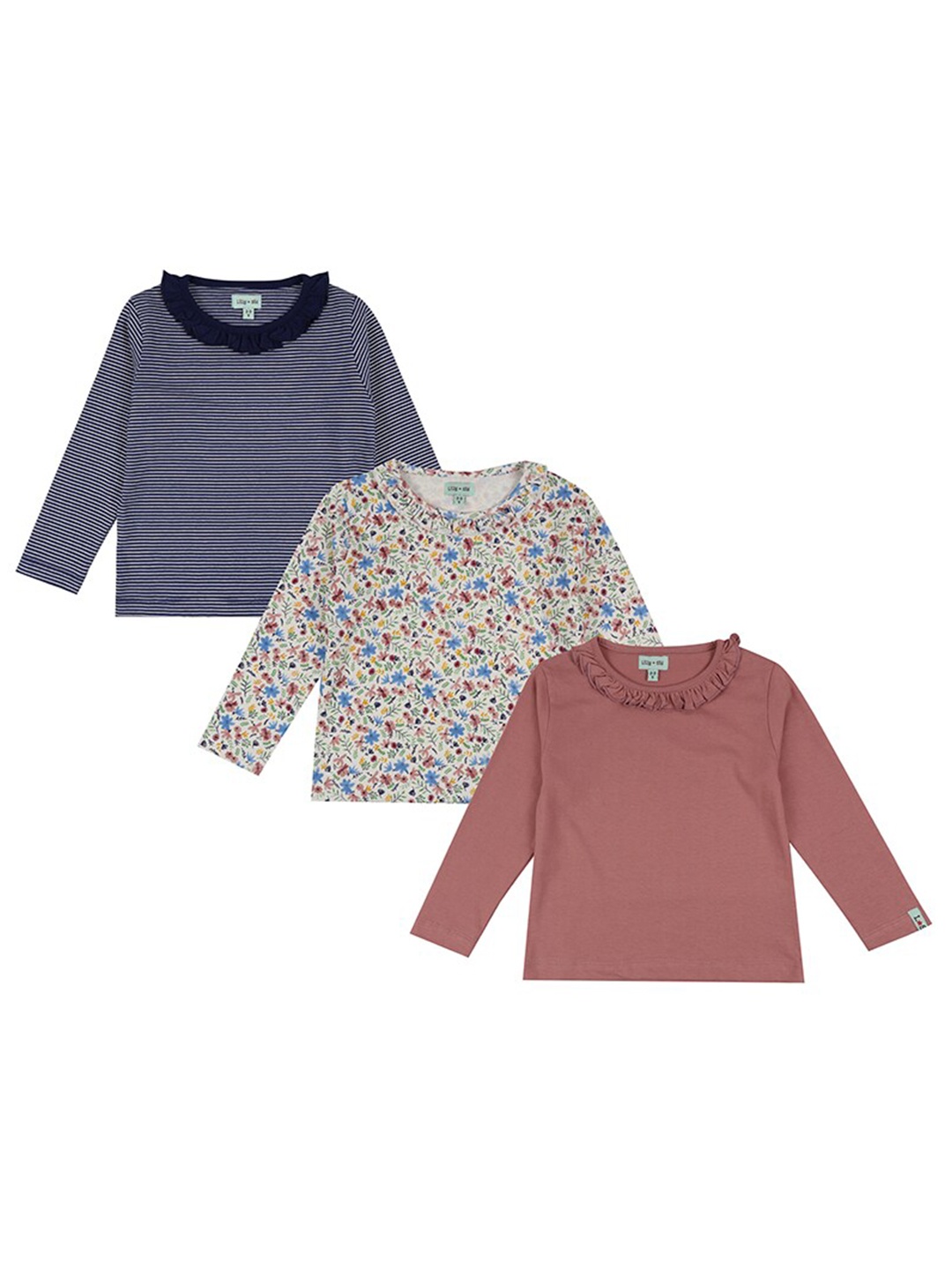 

Lilly and Sid Set Of 3 Print Organic Cotton Top, Black