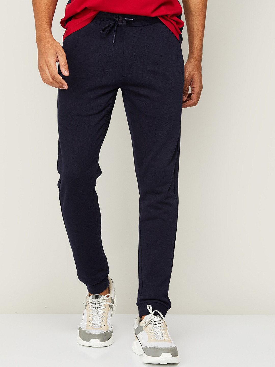 

Kappa Men Navy Blue Solid Slim-Fit Cotton Joggers