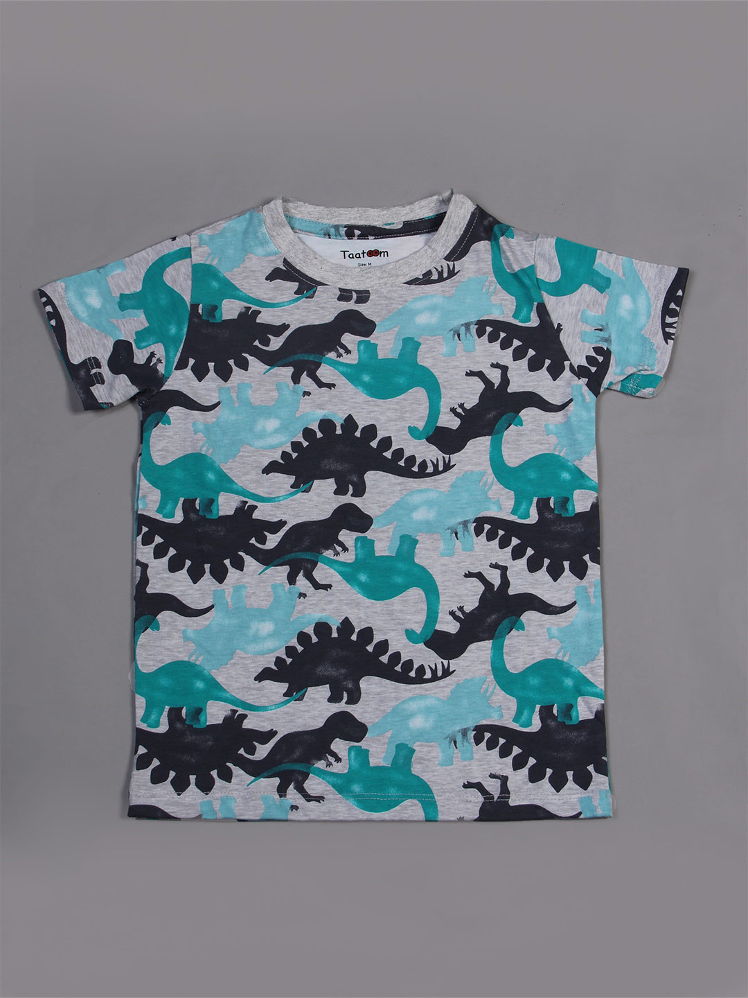 

Taatoom Boys Grey Melange Animal Printed Round Neck T-shirt