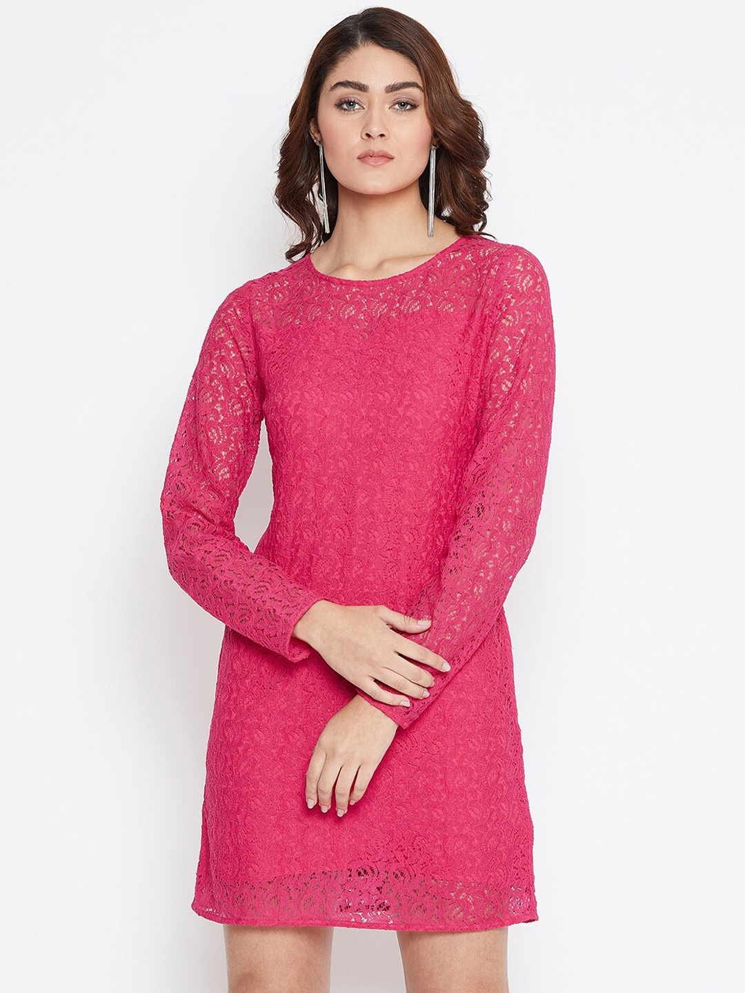 

La Zoire Pink Lace Sheath Dress