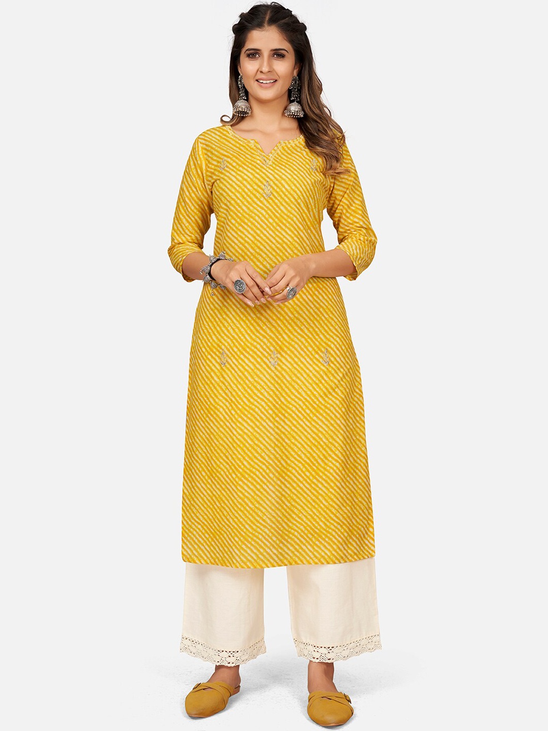 

Vbuyz Women Yellow Printed Kurta