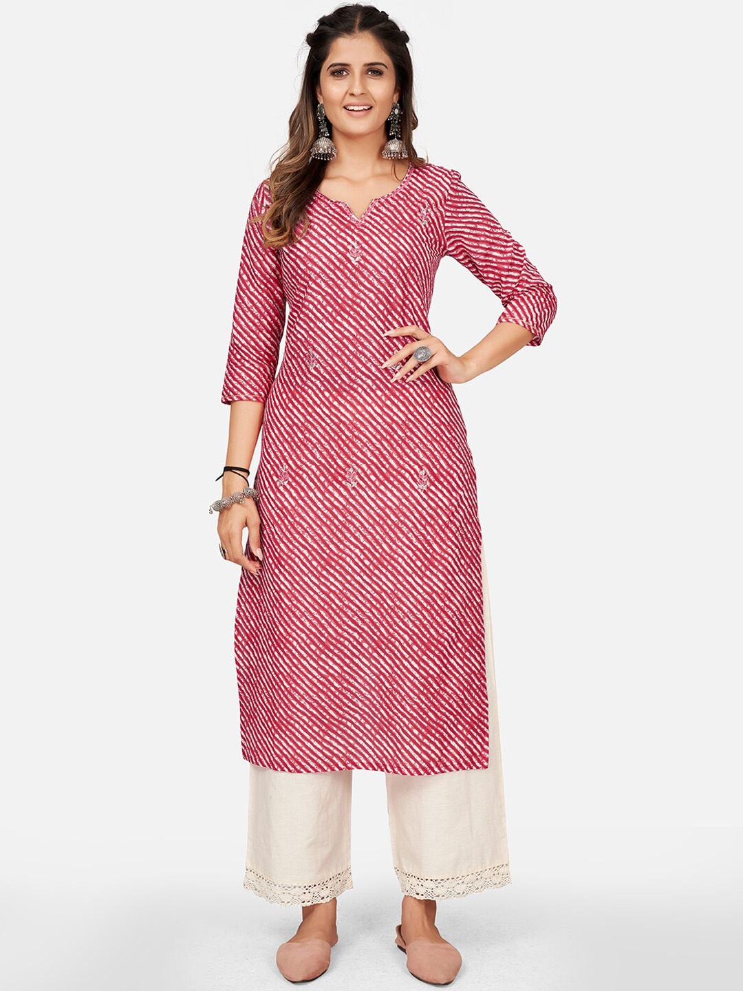 

Vbuyz Women Red Ethnic Motifs Printed Kurta