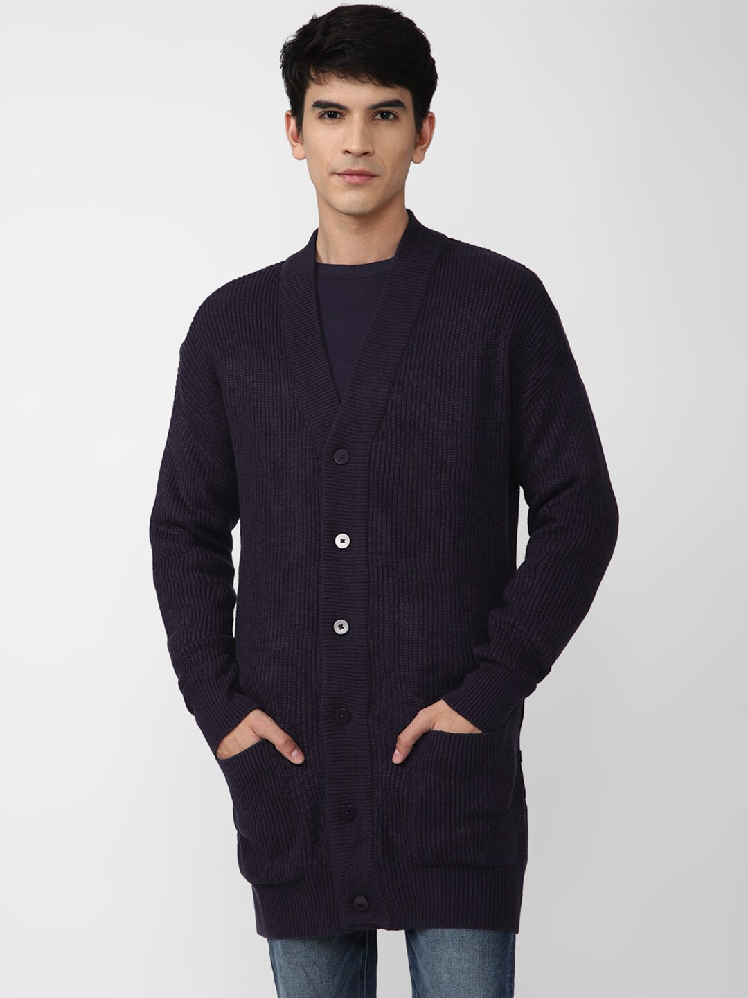 

FOREVER 21 Men Blue Solid Cardigan