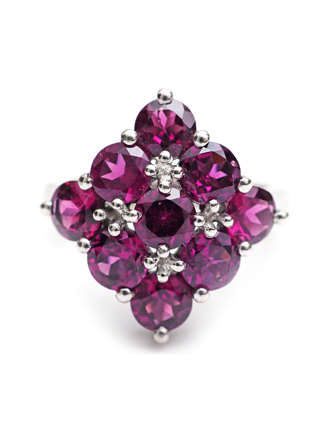 

HIFLYER JEWELS Rhodium-Plated 925 Sterling Silver Stone Studded Finger Ring