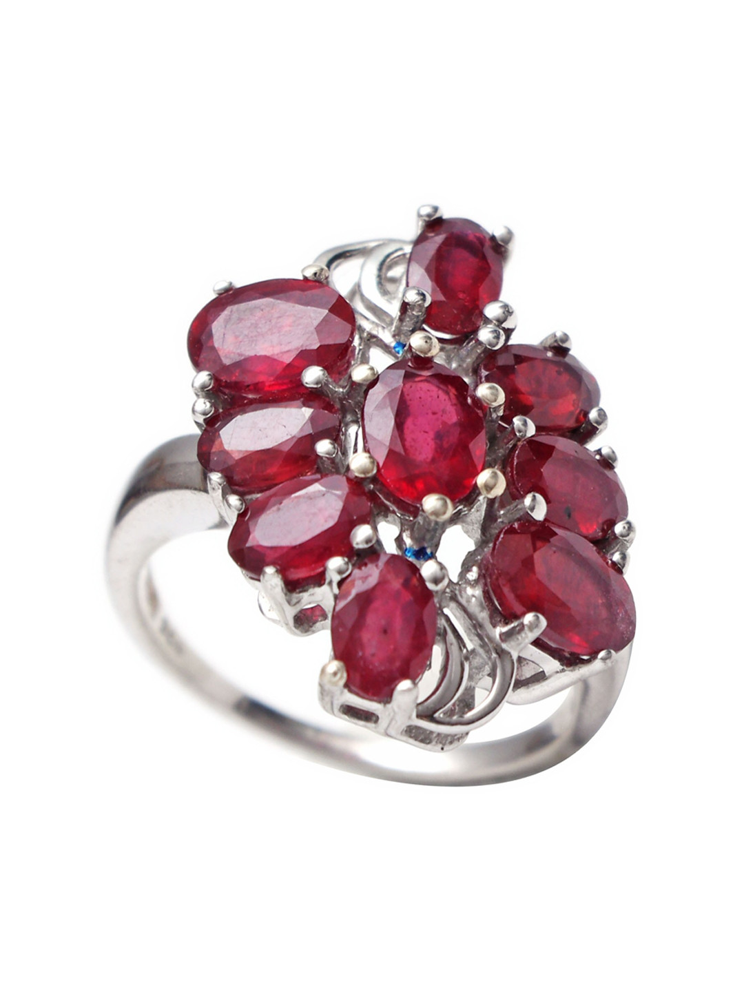 

HIFLYER JEWELS Rhodium-Plated 925 Sterling Silver Stone Studded Finger Ring