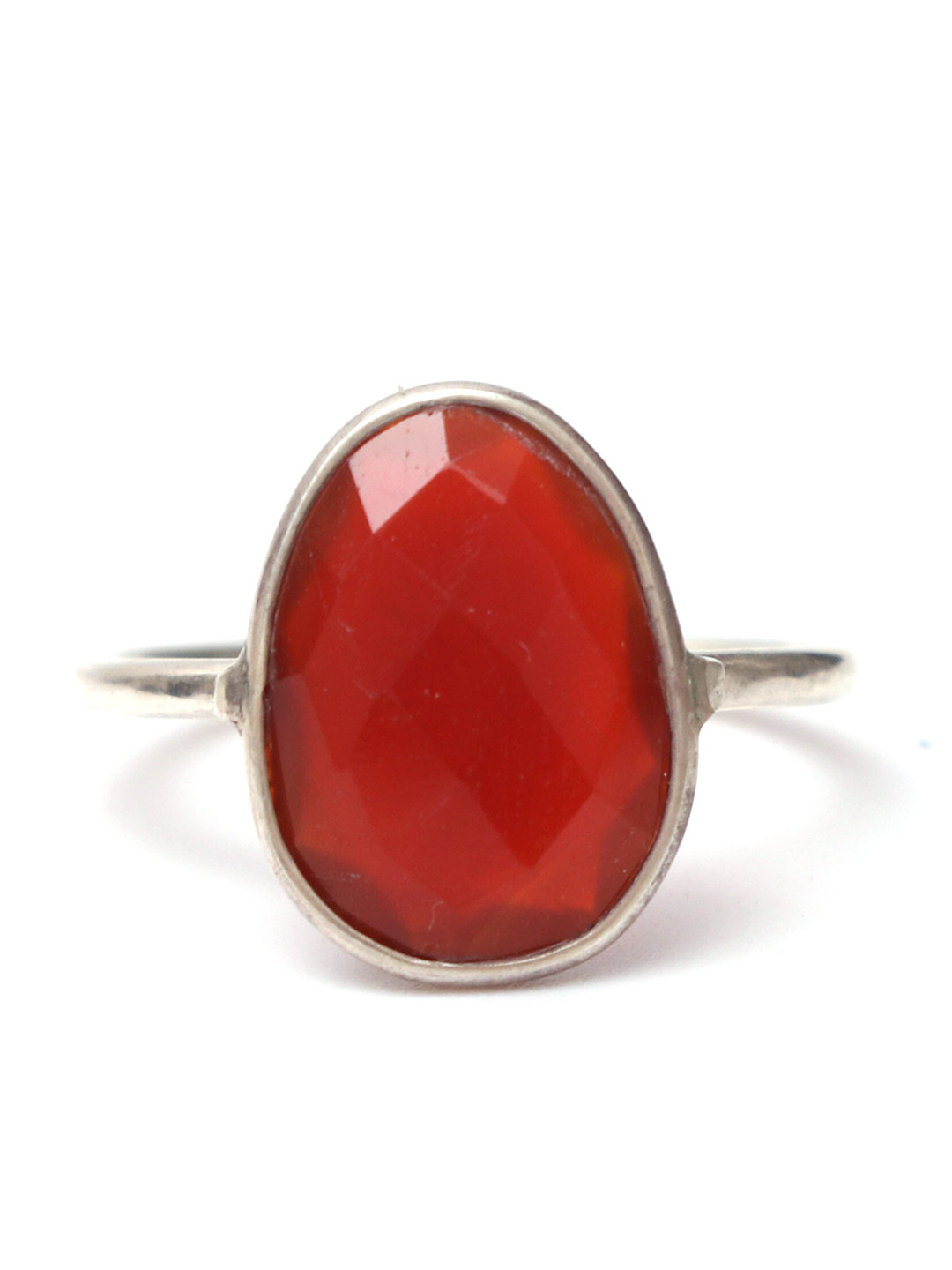 

HIFLYER JEWELS Rhodium-Plated 925 Sterling Silver Stone Studded Finger Ring