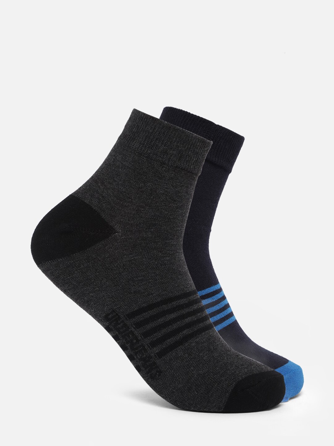 

UnderJeans by Spykar Men Assorted Pack Of 2 Ankle Length Non Terry Socks