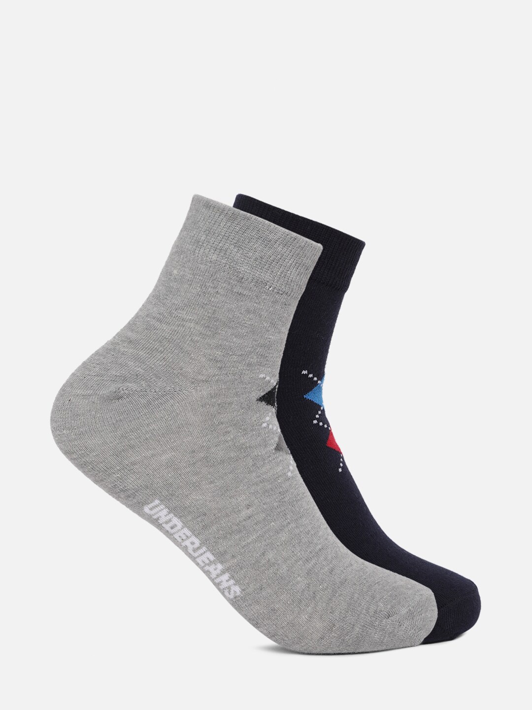 

Underjeans Men Pack of 2 Assorted Ankle Length Non terry Socks