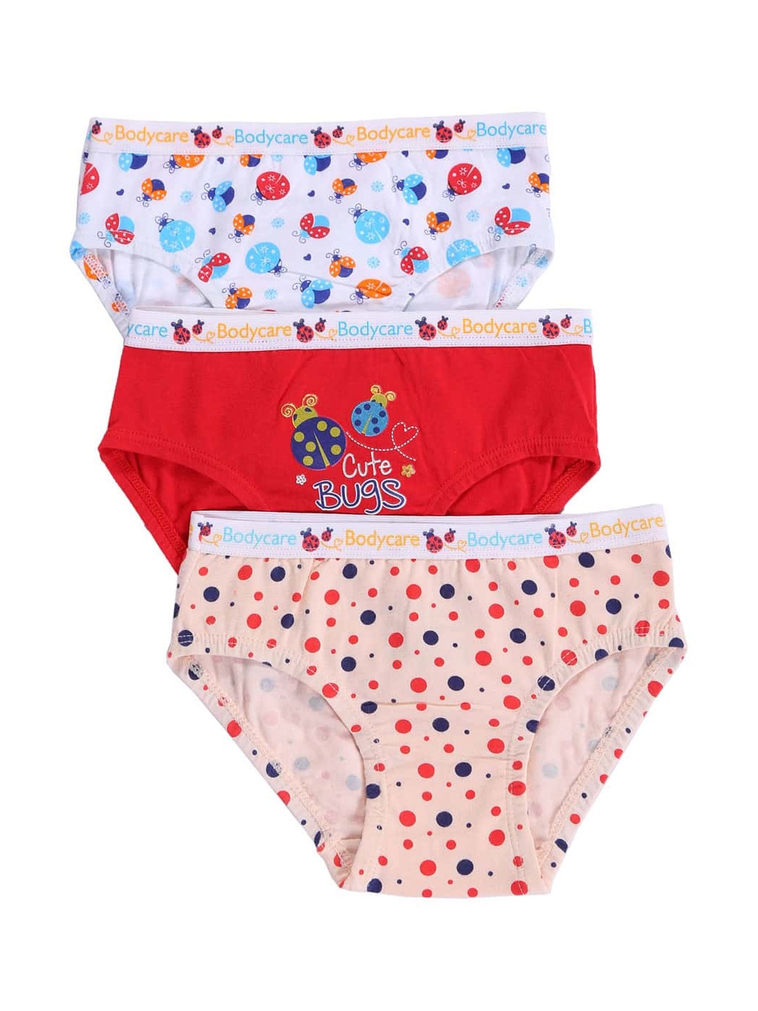 

Bodycare Kids Girls Pack Of 3 Assorted Printed Hipster Briefs