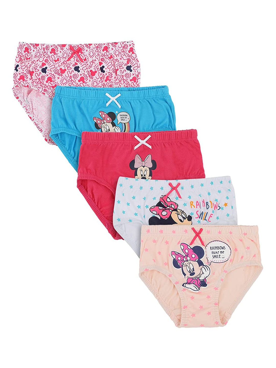 

Bodycare Kids Girls Pack Of 5 Assorted Minnie Mouse Print Cotton Hipster Briefs