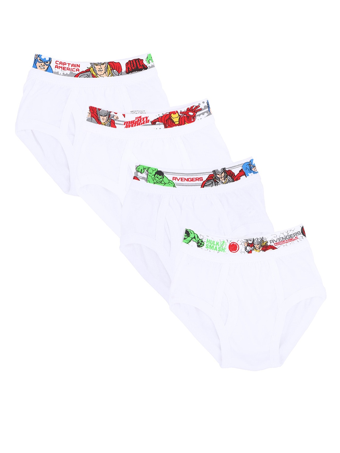 

Bodycare Kids Boys Pack Of 4 Avengers Printed Cotton Basic Briefs, White