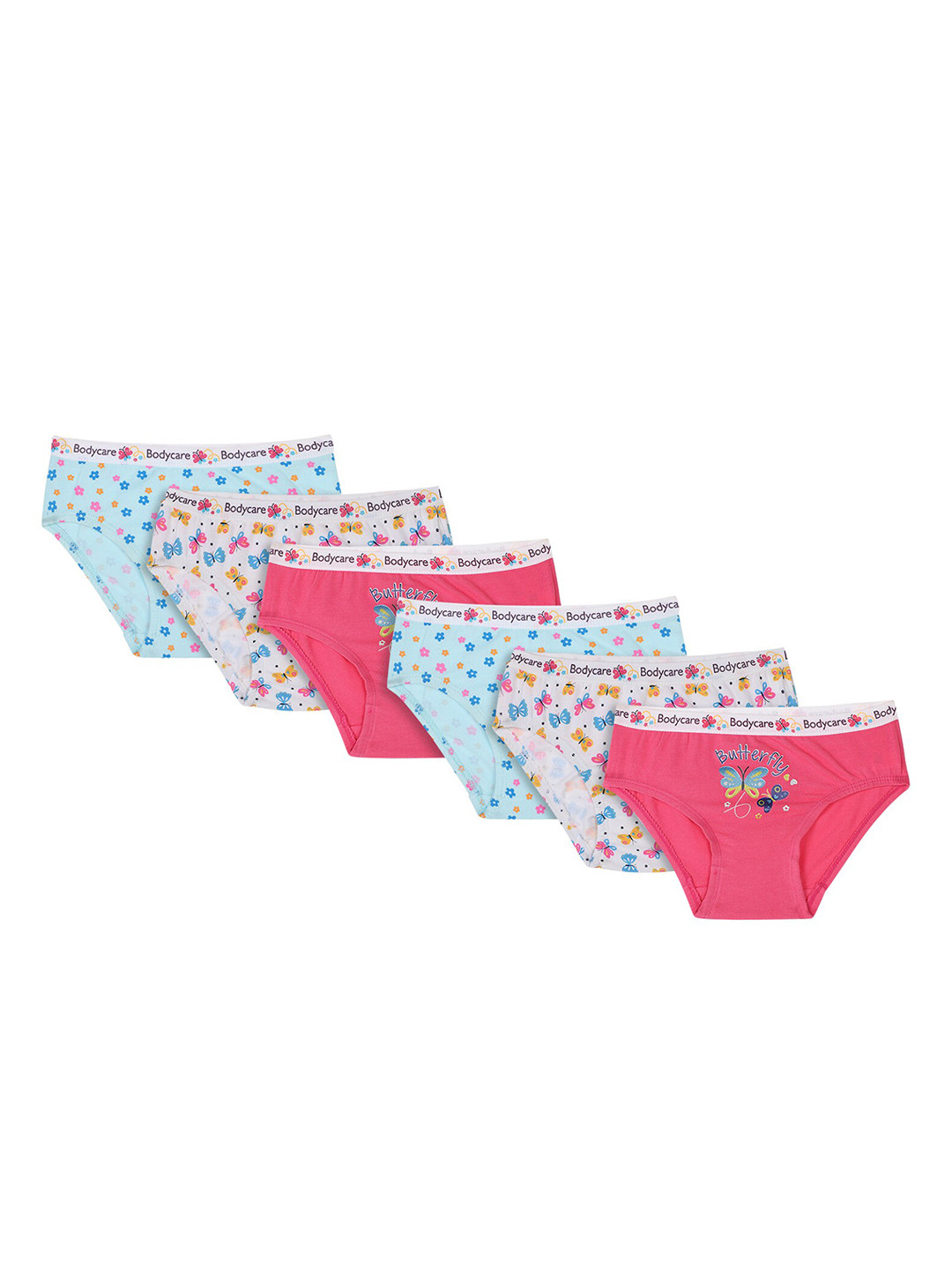 

Bodycare Kids Girls Pack of 6 Assorted Printed Cotton Hipster Briefs