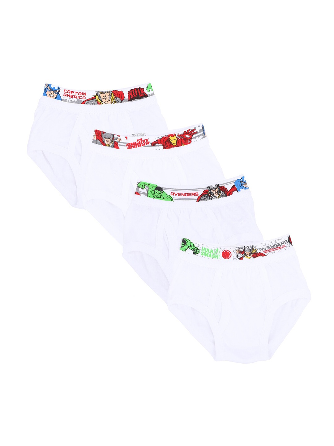 

Bodycare Kids Boys Pack Of 4 White Avengers Printed Cotton Hipster Briefs