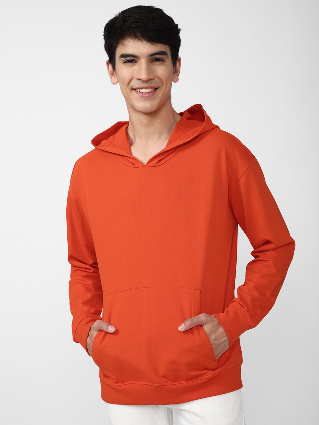 

FOREVER 21 Men Orange Hooded Sweatshirt