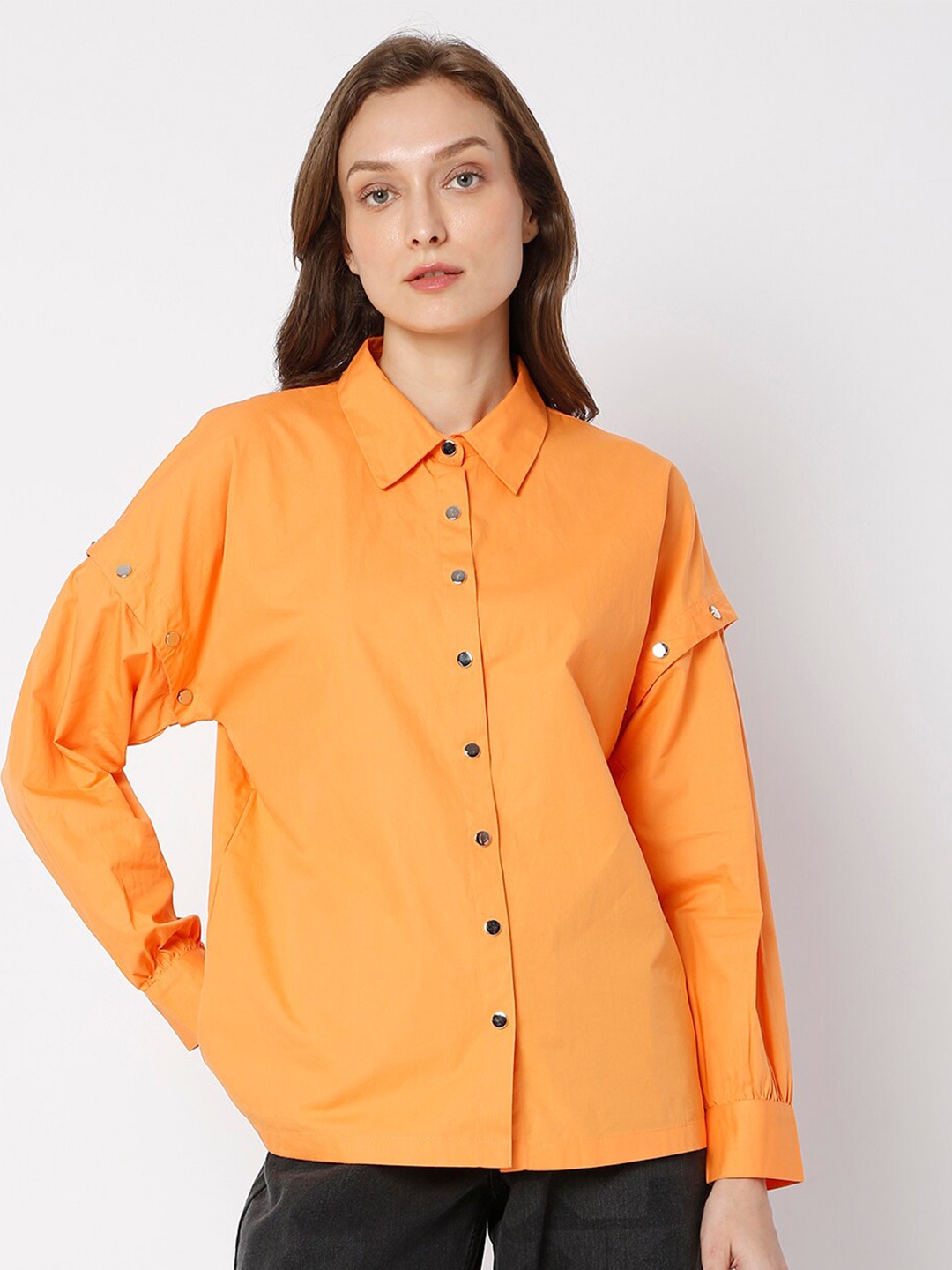 

Vero Moda Women Orange Cotton Casual Shirt