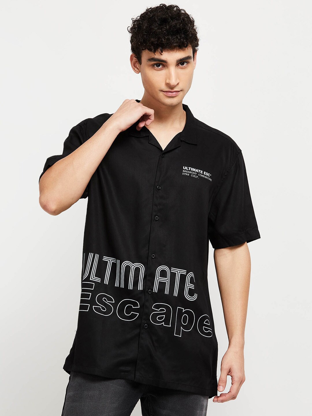 

max Men Black Casual Shirt