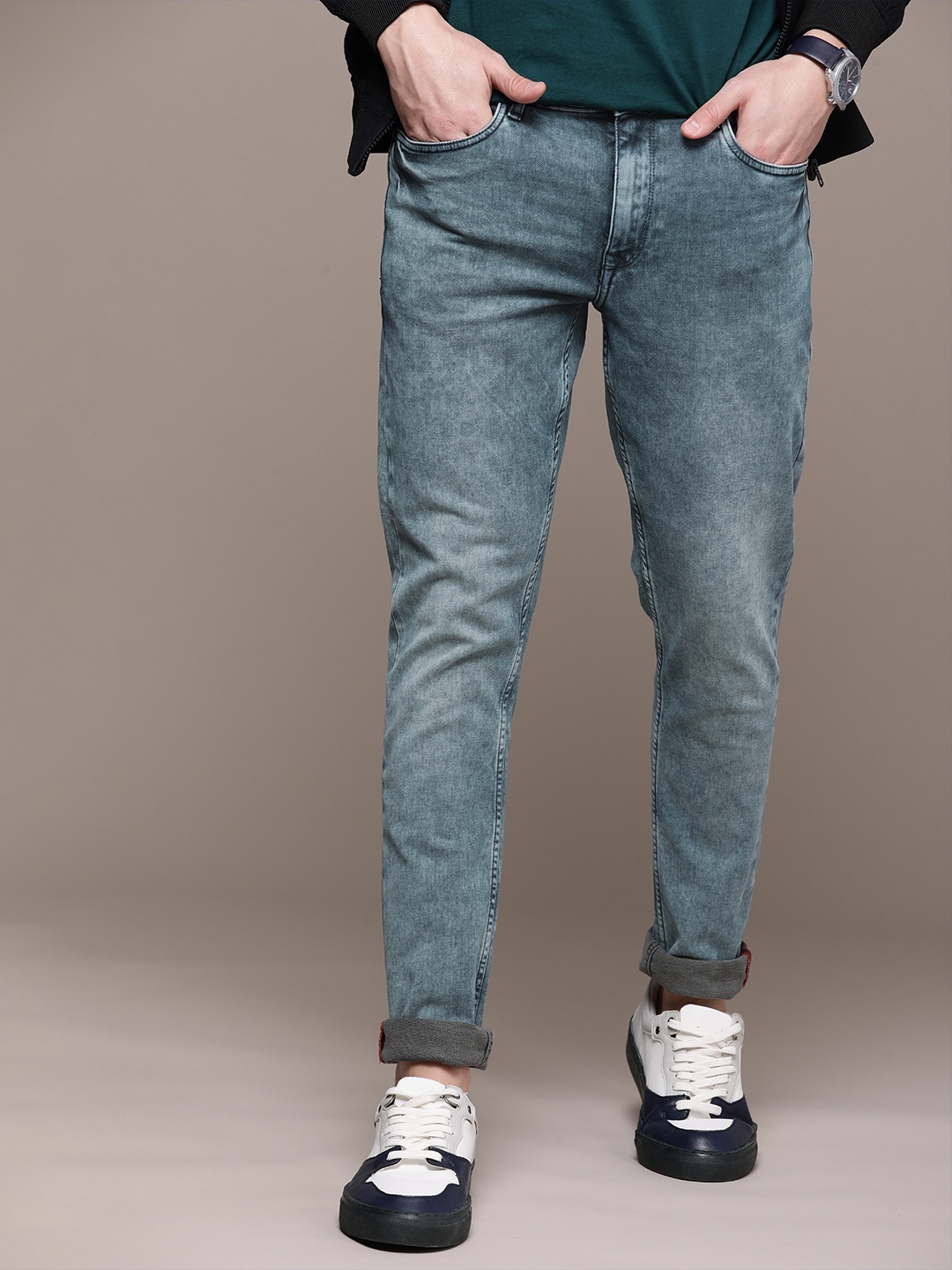 

SIMON CARTER LONDON Men Blue Tapered Fit Heavy Fade Stretchable Jeans