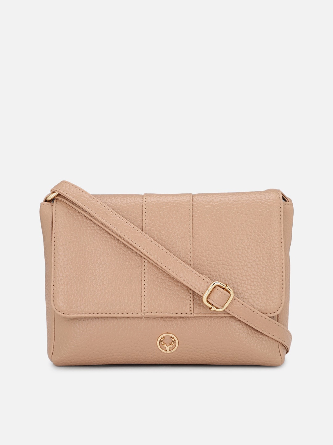 

Allen Solly Peach-Coloured PU Structured Sling Bag