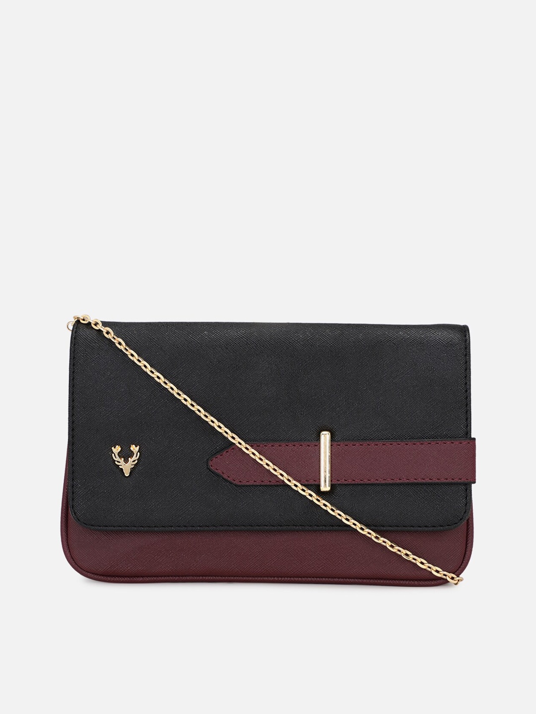 

Allen Solly Maroon Colourblocked PU Structured Sling Bag