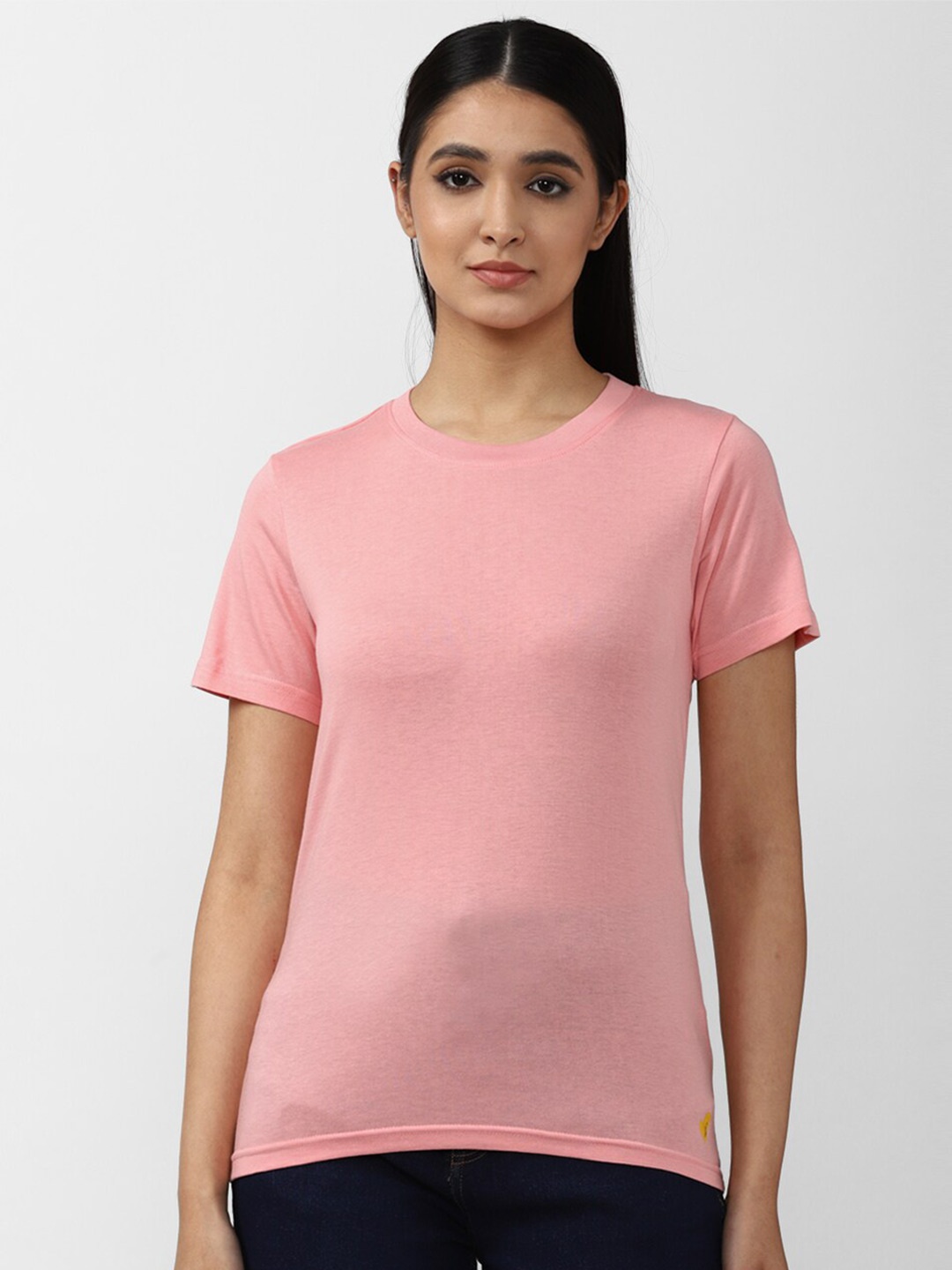 

FOREVER 21 Pink Round Neck Short Sleeves Top