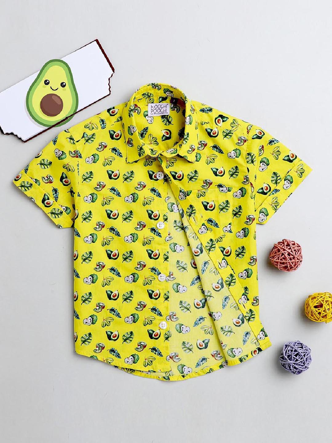 

KOOCHI POOCHI Boys Yellow Standard Printed Casual Shirt