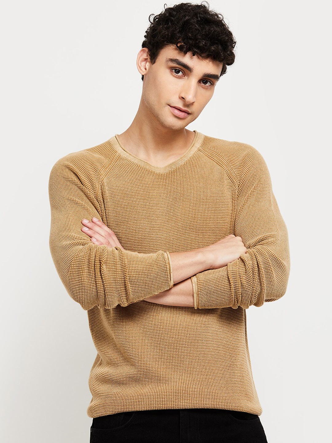 

max Men Beige Pullover
