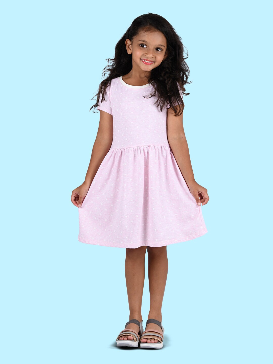 

Zalio Girls Pink Polka Dot Print Dress