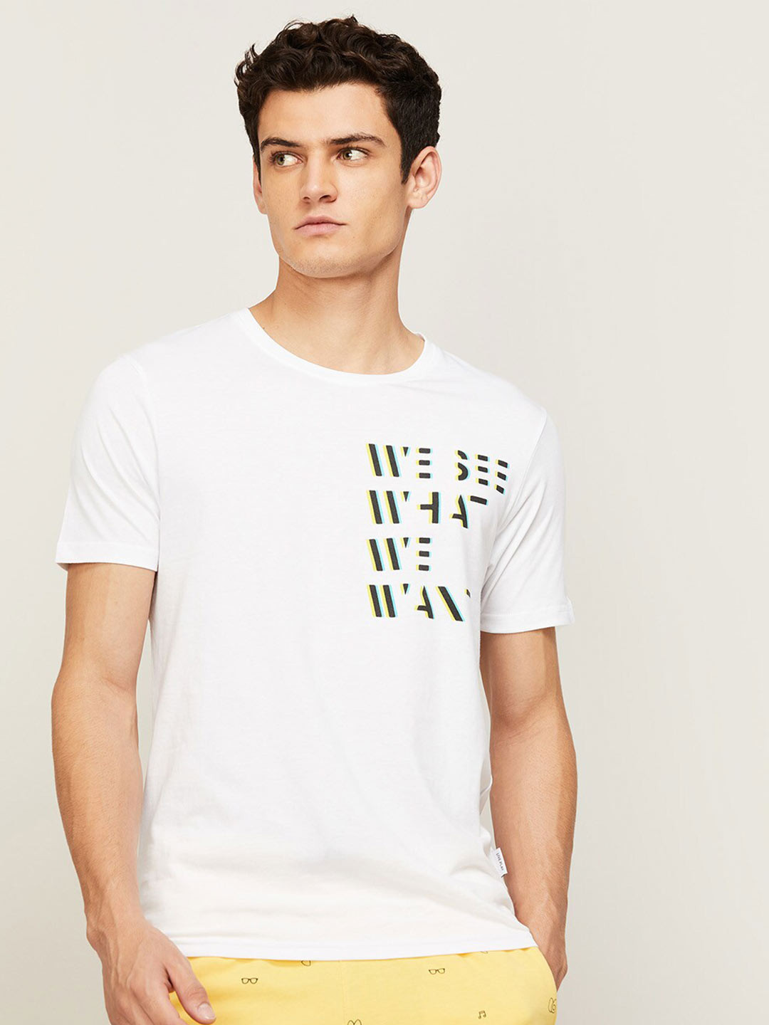 

Fame Forever by Lifestyle Men White Typography Printed T-shirt